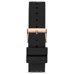 Guess Swirl Multi-Function W1096L5 Rose Gold Case Crystal Bezel Black Dial Black Crystal Rubber Women's Watch