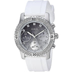Guess Confetti Multi-Function W1098L1 Silver Case Crystal Bezel White Rubber Women's Watch