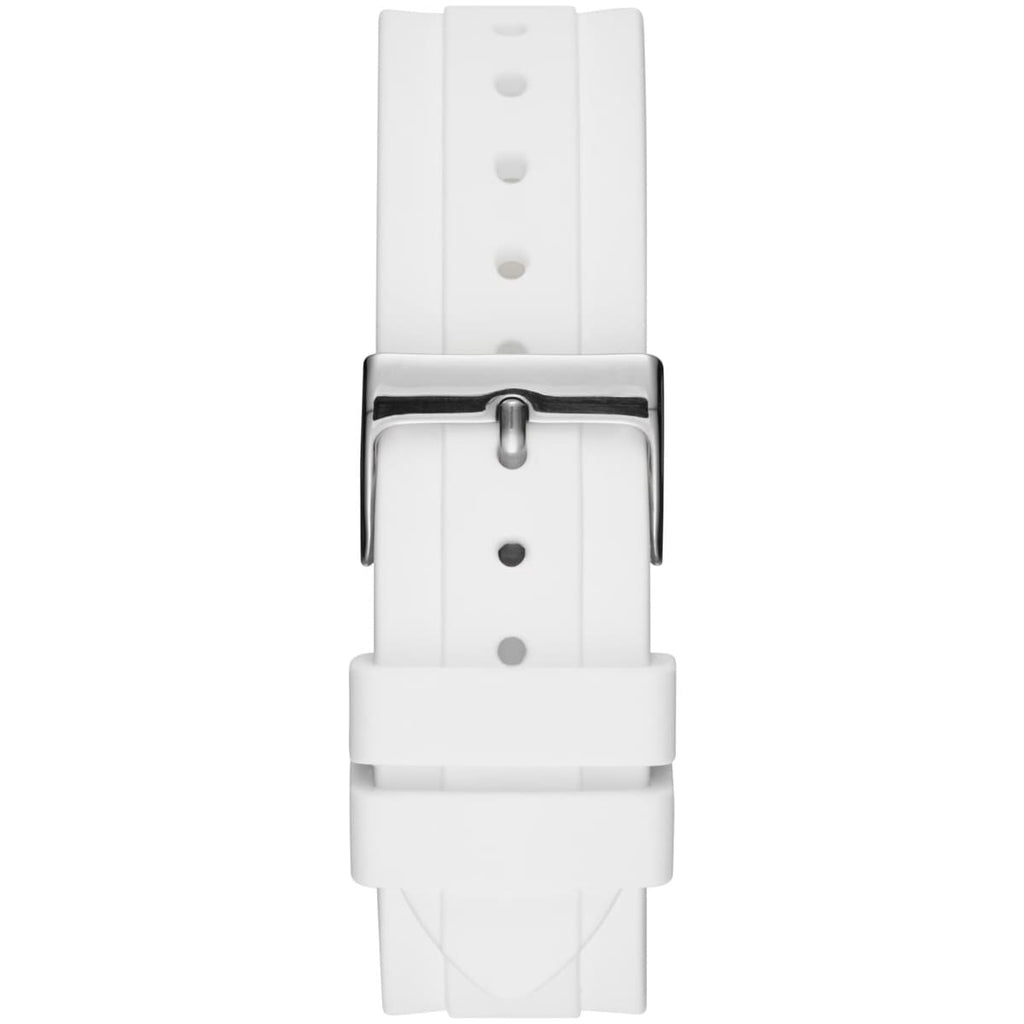Guess Confetti Multi-Function W1098L1 Silver Case Crystal Bezel White Rubber Women's Watch