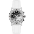 Guess Confetti Multi-Function W1098L1 Silver Case Crystal Bezel White Rubber Women's Watch