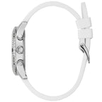 Guess Confetti Multi-Function W1098L1 Silver Case Crystal Bezel White Rubber Women's Watch