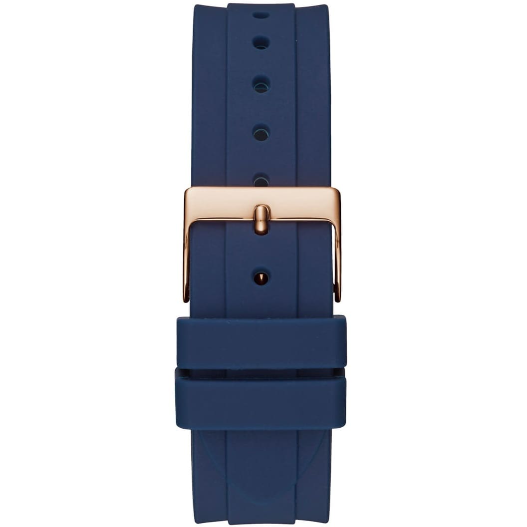 Guess Confetti Multi-Function W1098L6 Gold Case Crystal Bezel Blue Rubber Women's Watch