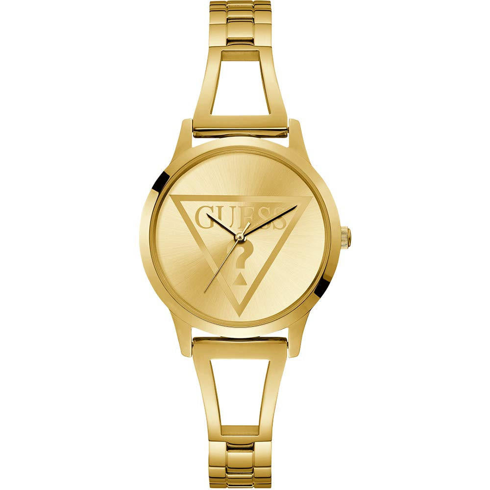 Guess W1145L3 Gold Case Triangle Logo Gold Bangle Women's Watch