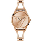 Guess W1145L4 Rose Gold Case Triangle Logo Rose Gold Bangle Women's Watch