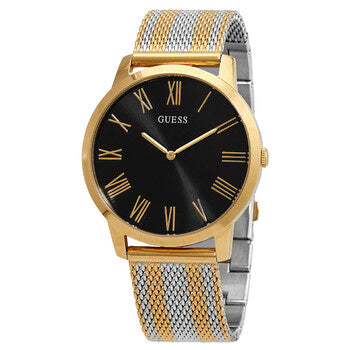 Guess W1179G2 Gold Case Black Dial Gold Silver Striped Mesh Men's Watch