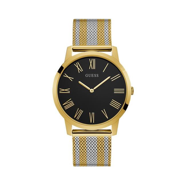 Guess W1179G2 Gold Case Black Dial Gold Silver Striped Mesh Men's Watch