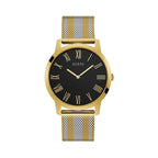 Guess W1179G2 Gold Case Black Dial Gold Silver Striped Mesh Men's Watch