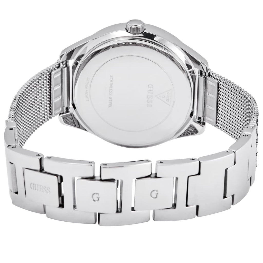 Guess Claudia W1279L1 Silver Case Crystal Bezel 4G Logo Silver Mesh Women's Watch
