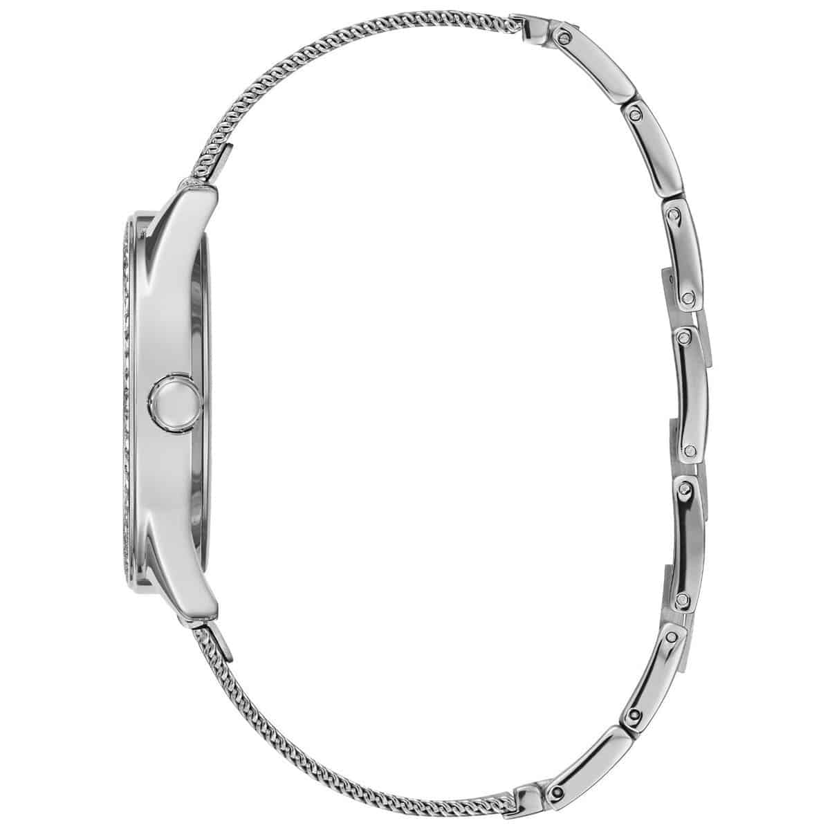 Guess Claudia W1279L1 Silver Case Crystal Bezel 4G Logo Silver Mesh Women's Watch