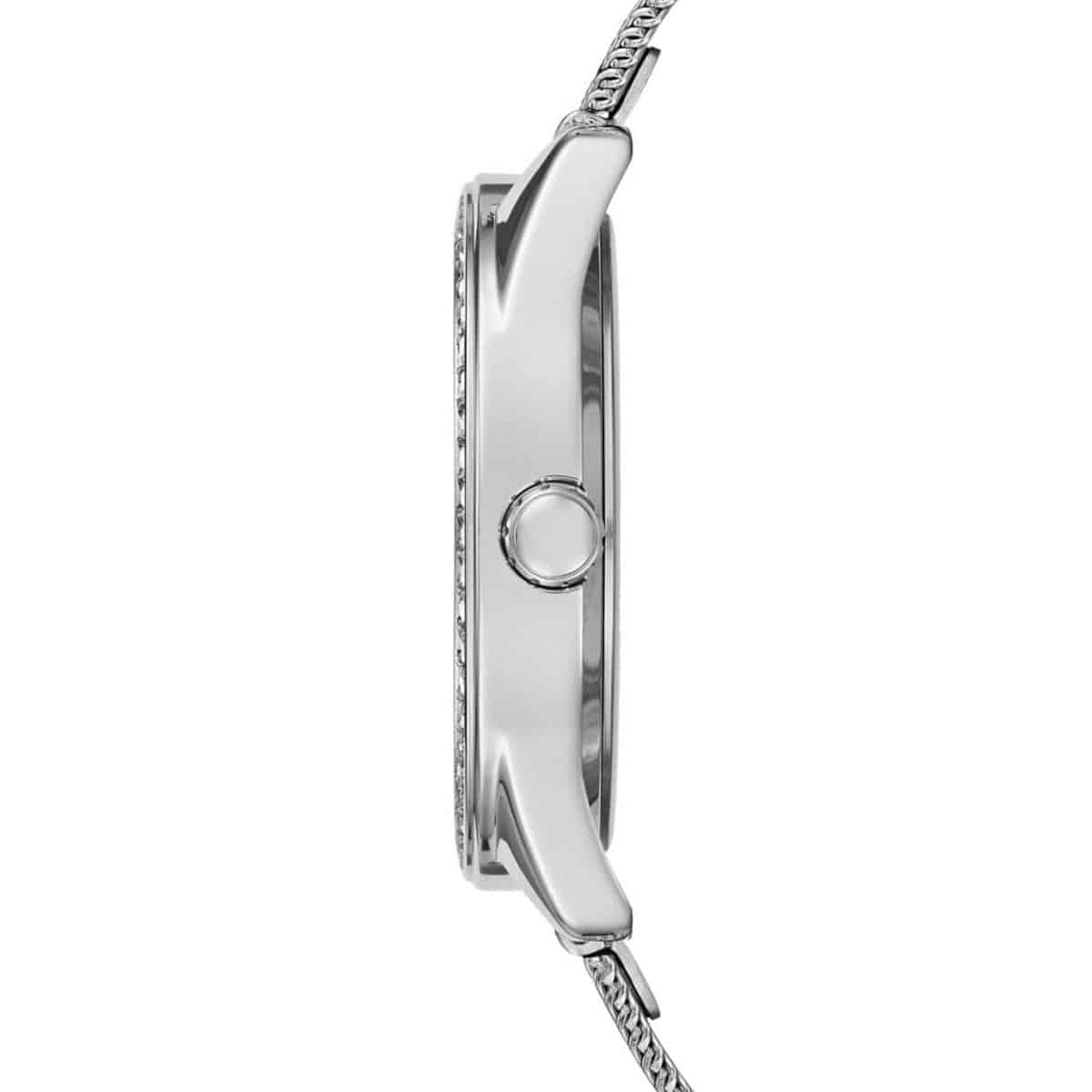Guess Claudia W1279L1 Silver Case Crystal Bezel 4G Logo Silver Mesh Women's Watch