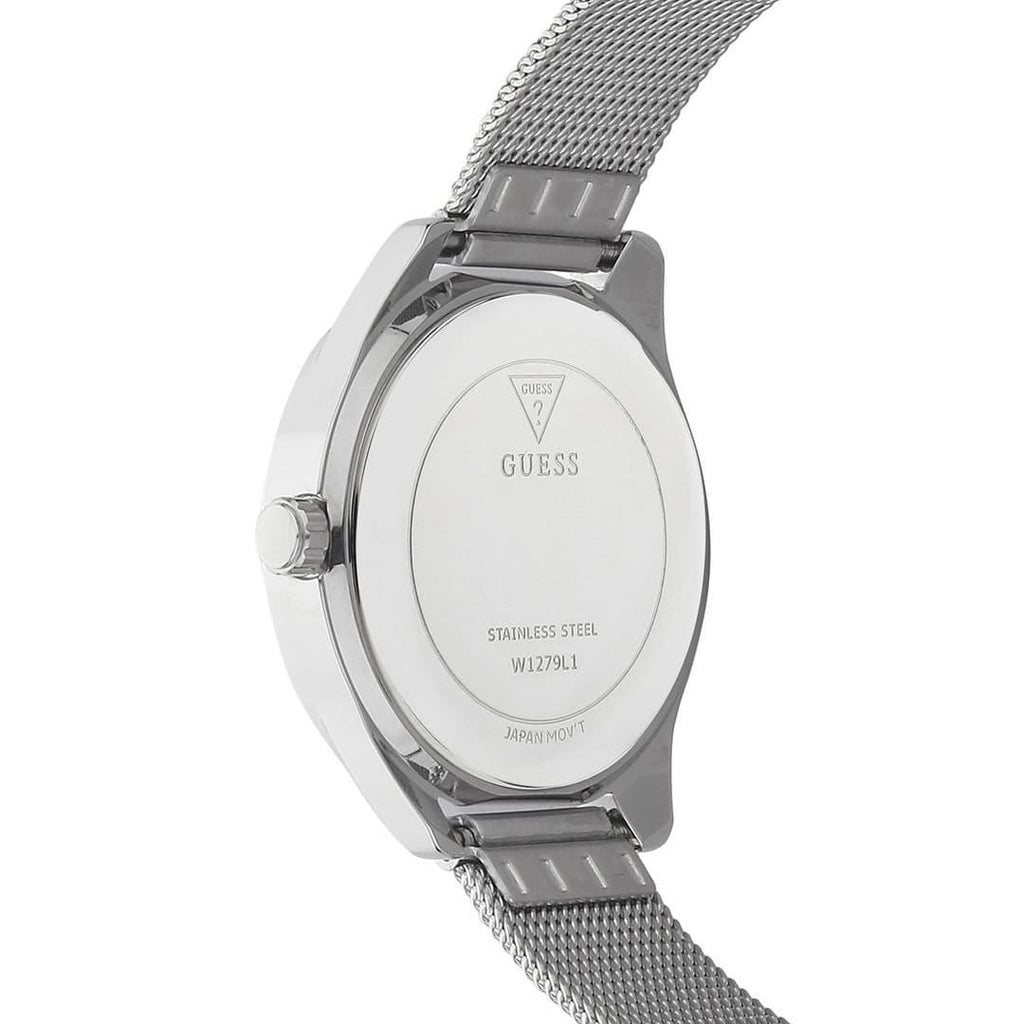 Guess Claudia W1279L1 Silver Case Crystal Bezel 4G Logo Silver Mesh Women's Watch