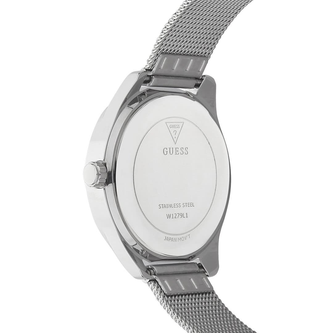 Guess Claudia W1279L1 Silver Case Crystal Bezel 4G Logo Silver Mesh Women's Watch