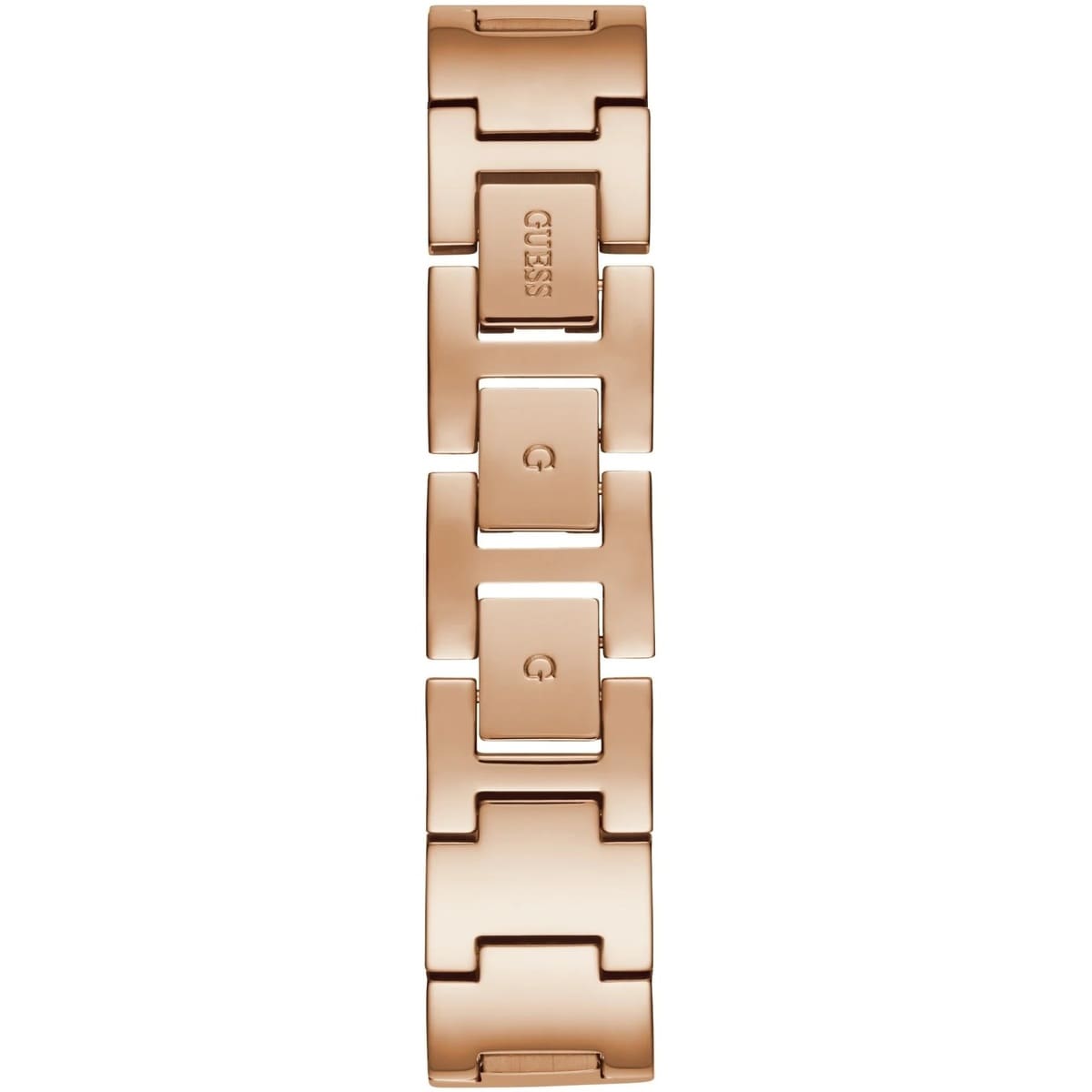 ساعة Guess Claudia W1279L3 نسائية بلون ذهبي وردي بحركة كوارتز، إطار مرصع بالكريستال وشعار 4G، سوار شبكي ذهبي وردي